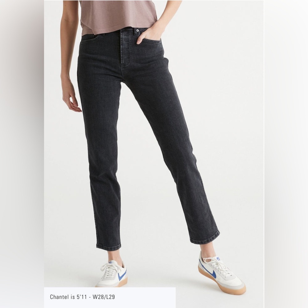 Duer Performance Denim High Rise Straight Jean - Washed Black